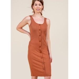 FRANCESCA’S DAKOTA BIG BUTTON MIDI DRESS in orange